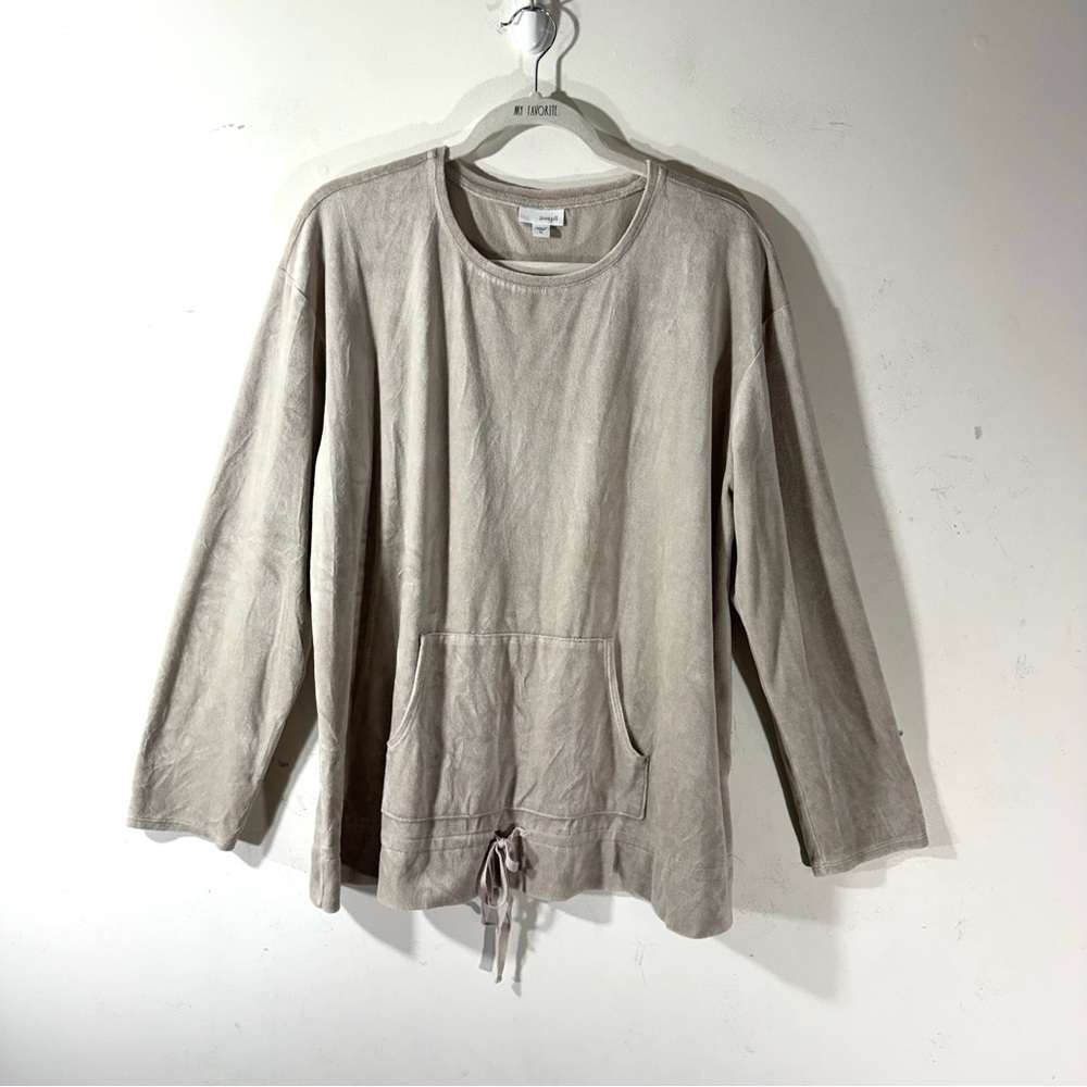 J.JILL Pure Jill Light Gray Velour Top Drawstring